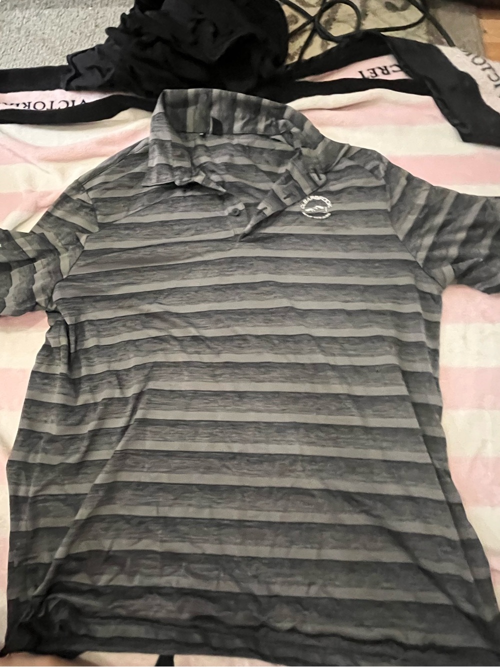 Men’s adidas large polo striped grey